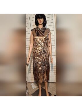 Clover and Sloane Gold and Silver sequinned cocktail party dress Sz 6